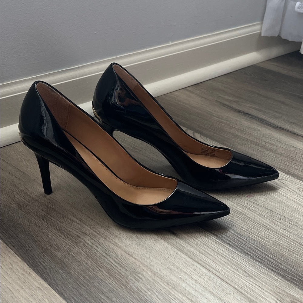 Calvin Klein Black Patent Pointed-Toe Pumps